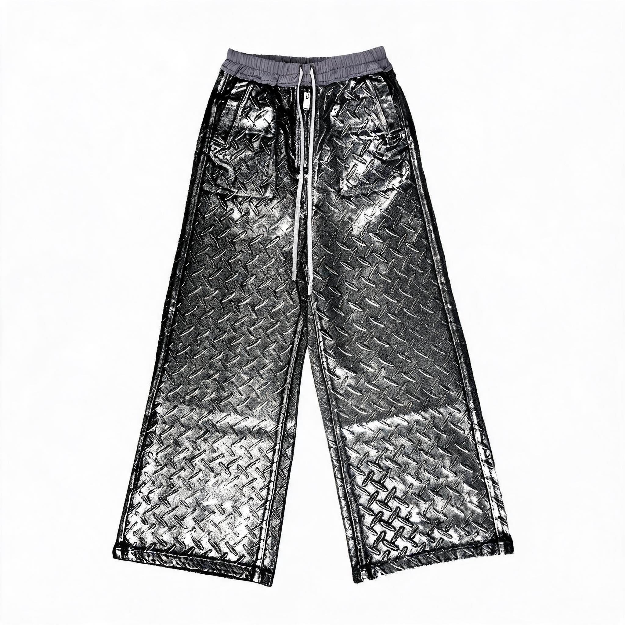 Silver Wax Embossed Bootleg Cargo Pants