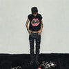 Black Cropped Lip Print Tee