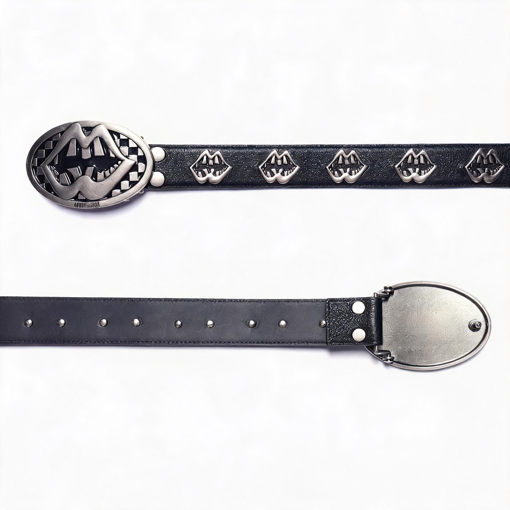 Vintage Silver Lip Leather Belt