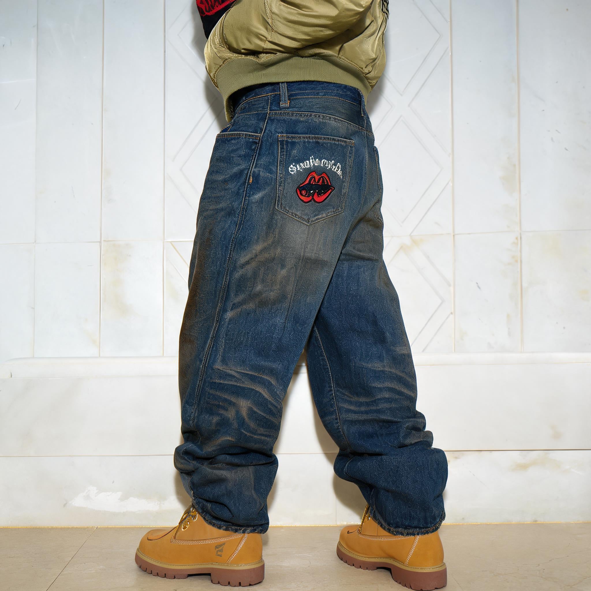 Blue Slub Cat Whisker Jeans