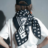 Black Lip Print Square Satin Scarf