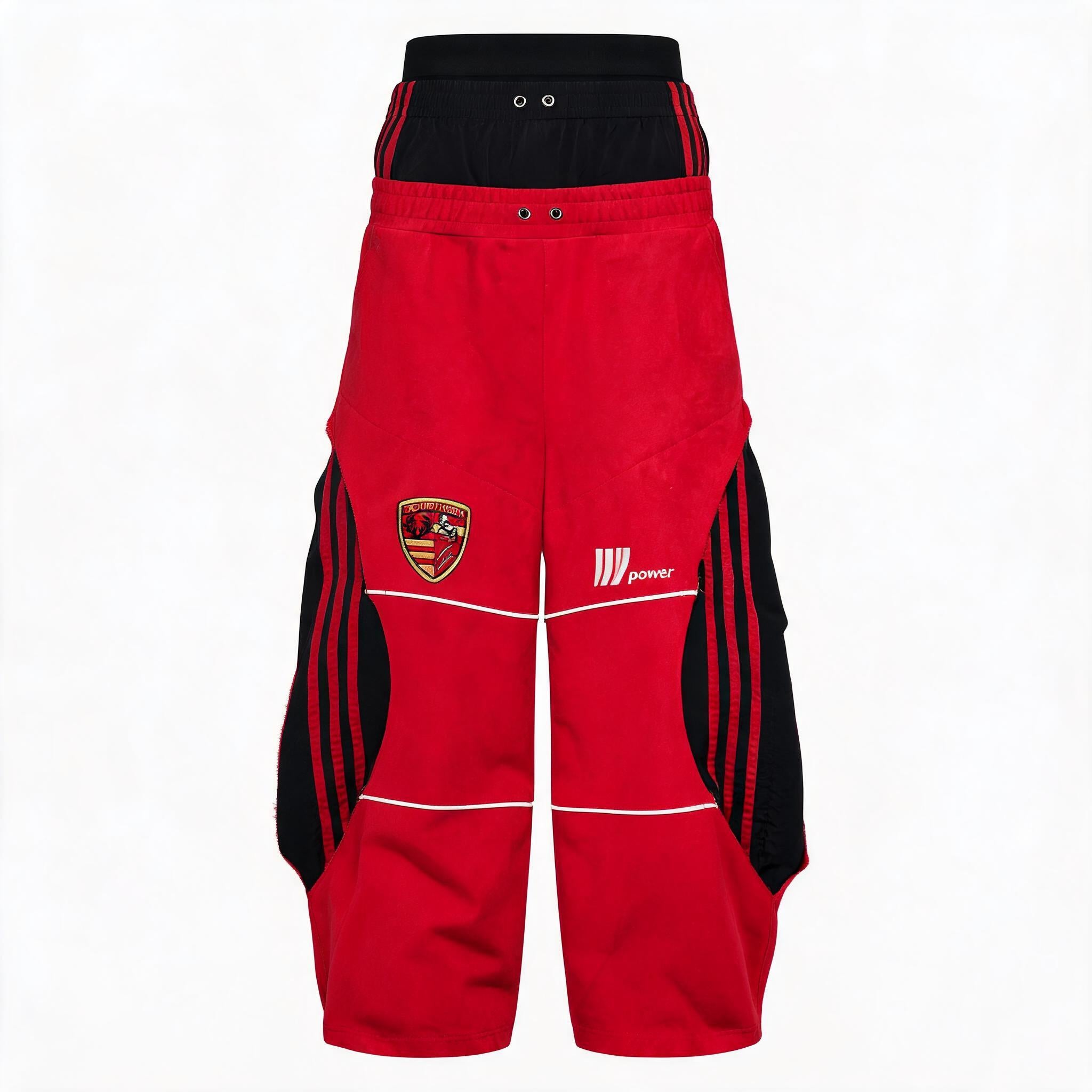 Men's Double-Waistband Striped Embroidered Sweatpants