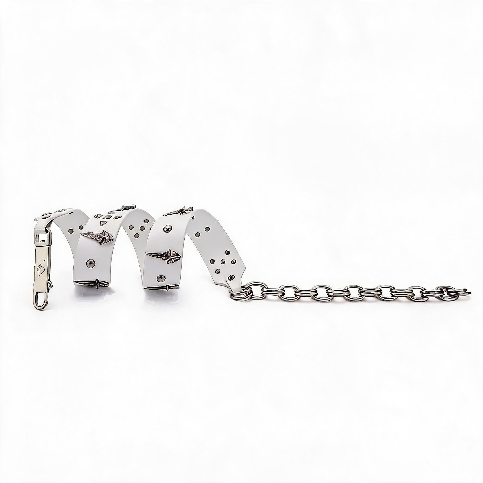 Medieval Genuine Leather Chain Rivet Belt