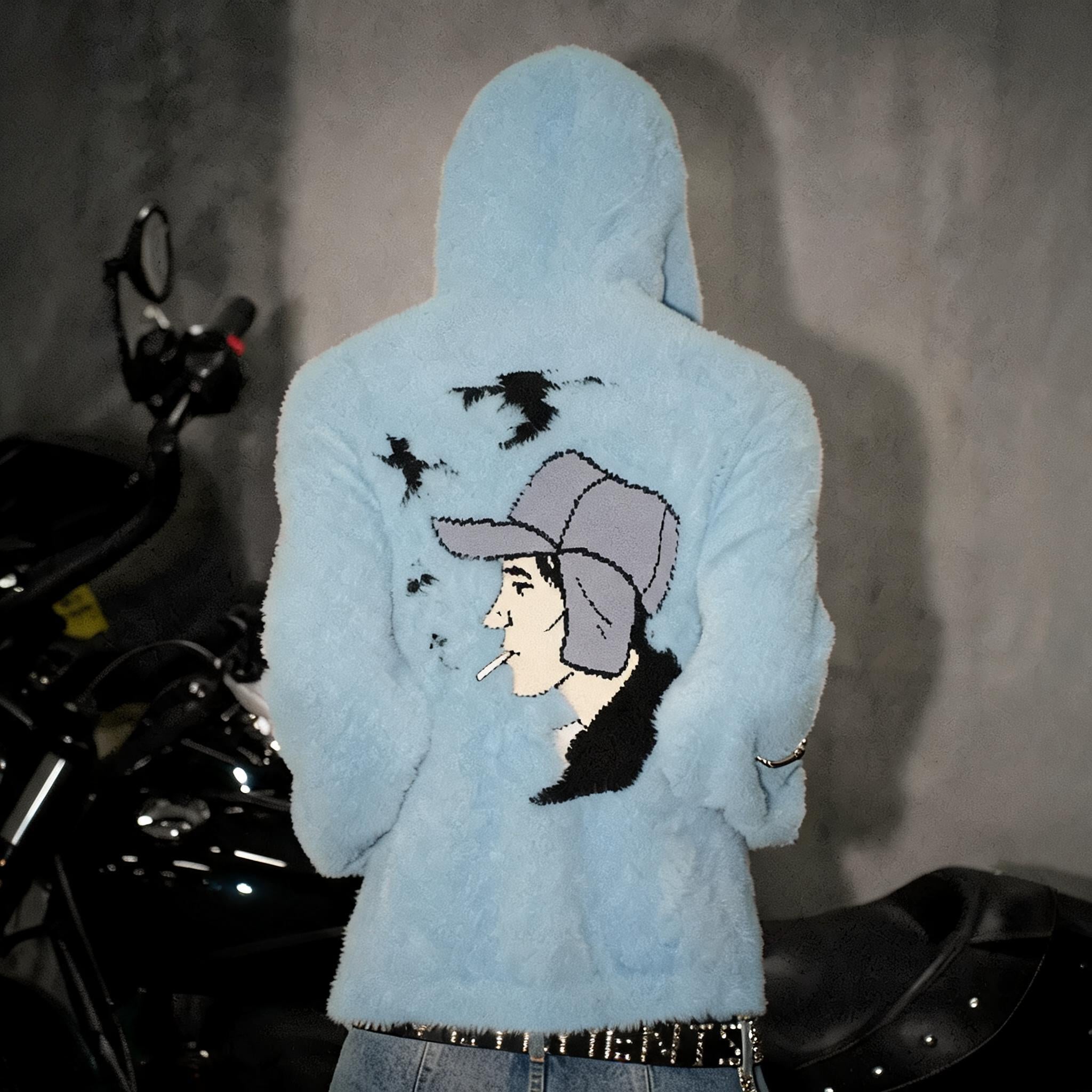 Cartoon Embroidered Hooded Sweater