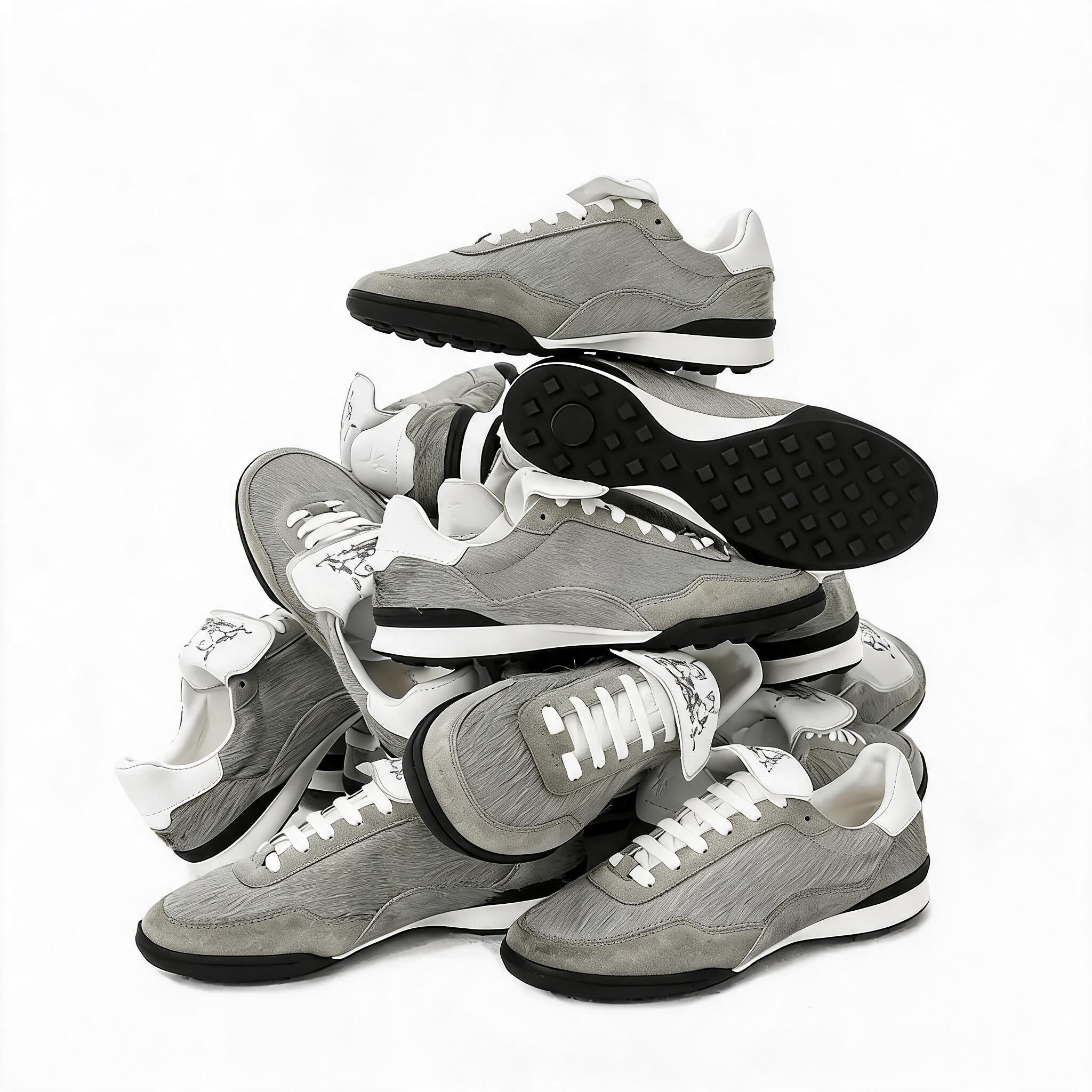 Gray Horsehair Platform Sneakers