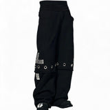 Men's Black Straight Two-In-One Riveted Sweatpants