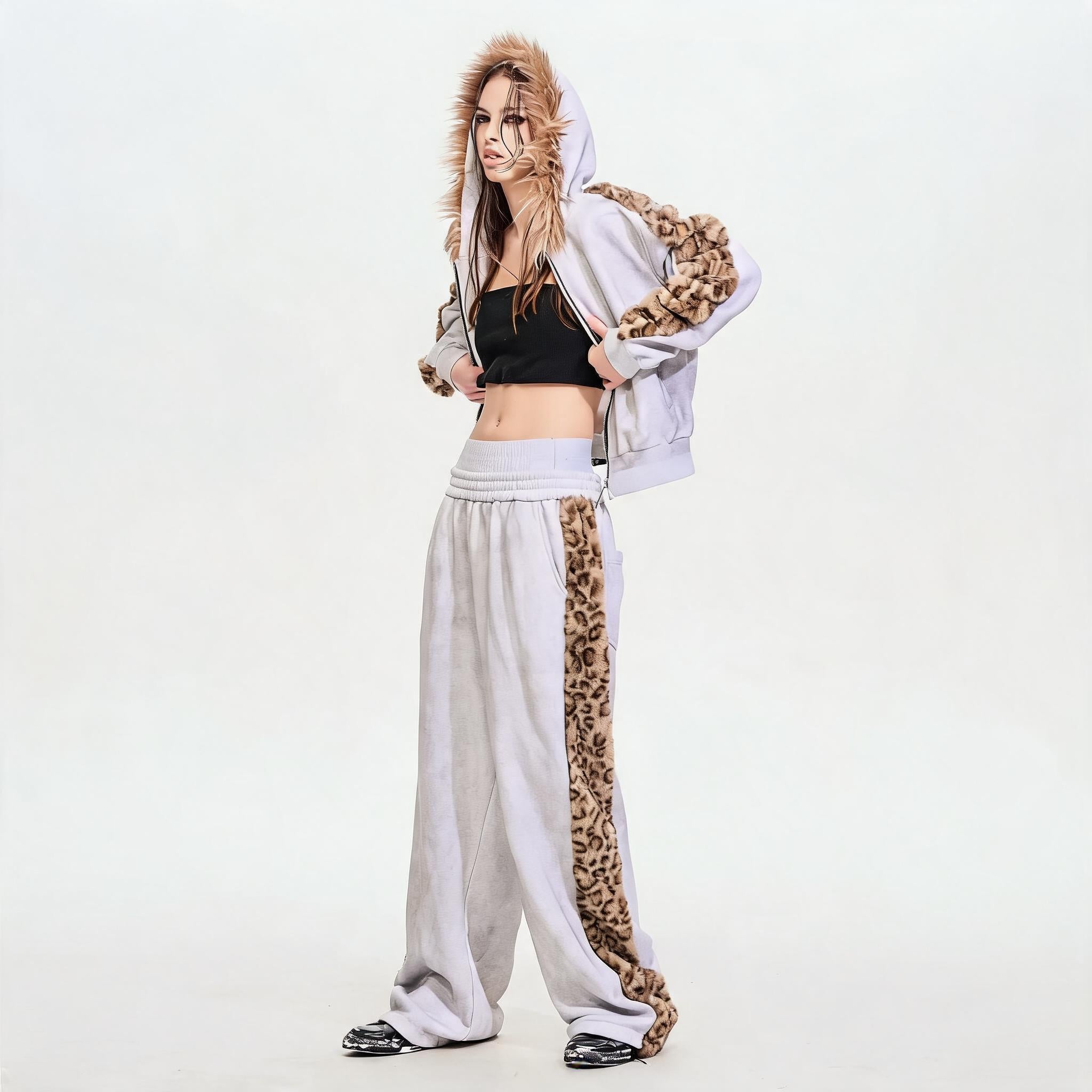 Men's Leopard Fur Hooded Cardigan