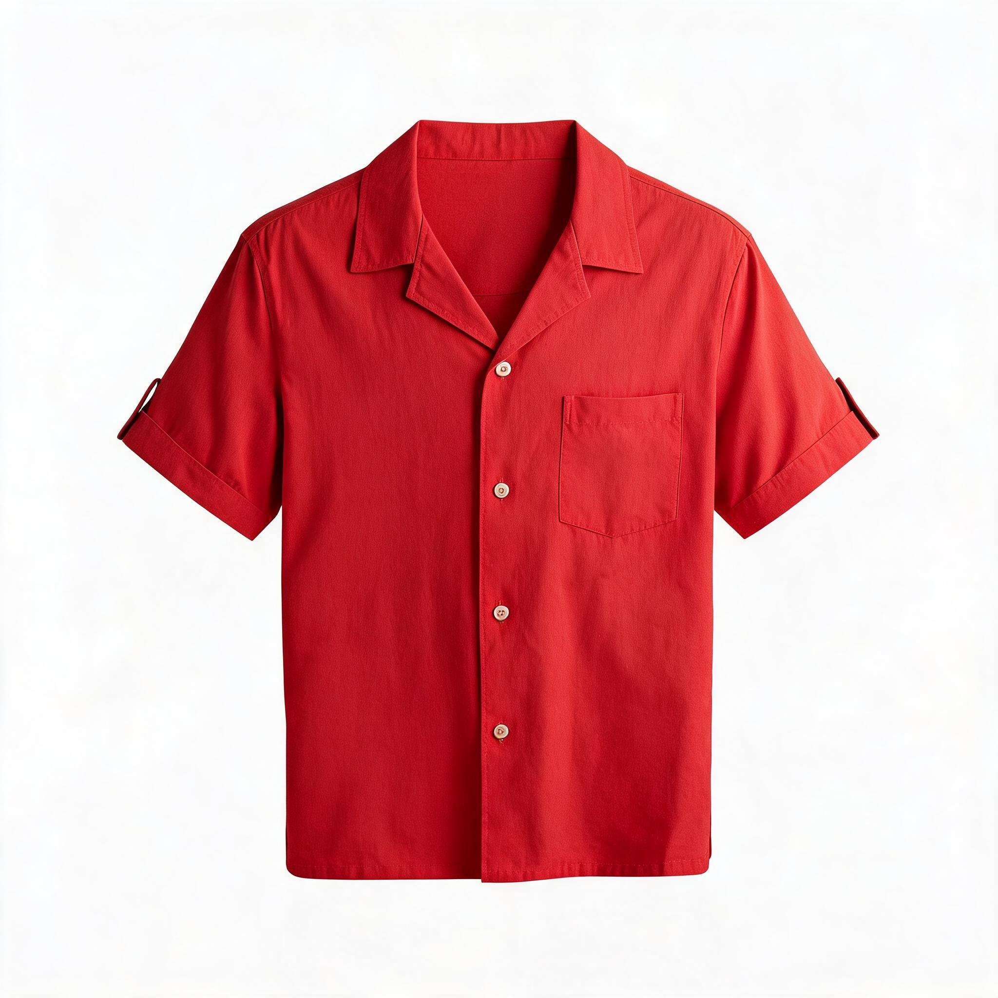 Short-Sleeve Cuban Collar Linen Blend Shirt
