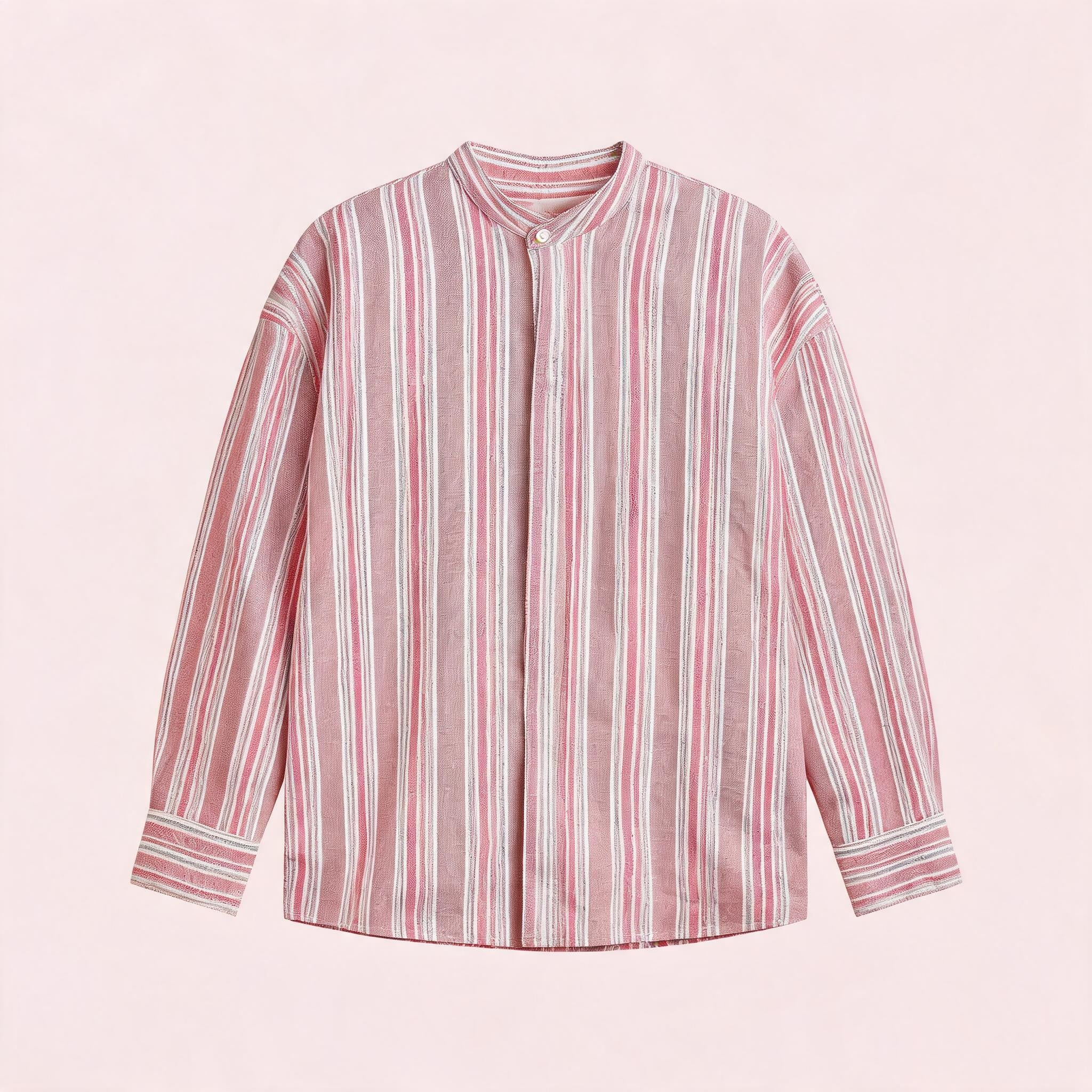 Stripe Cotton Blend Casual Shirt