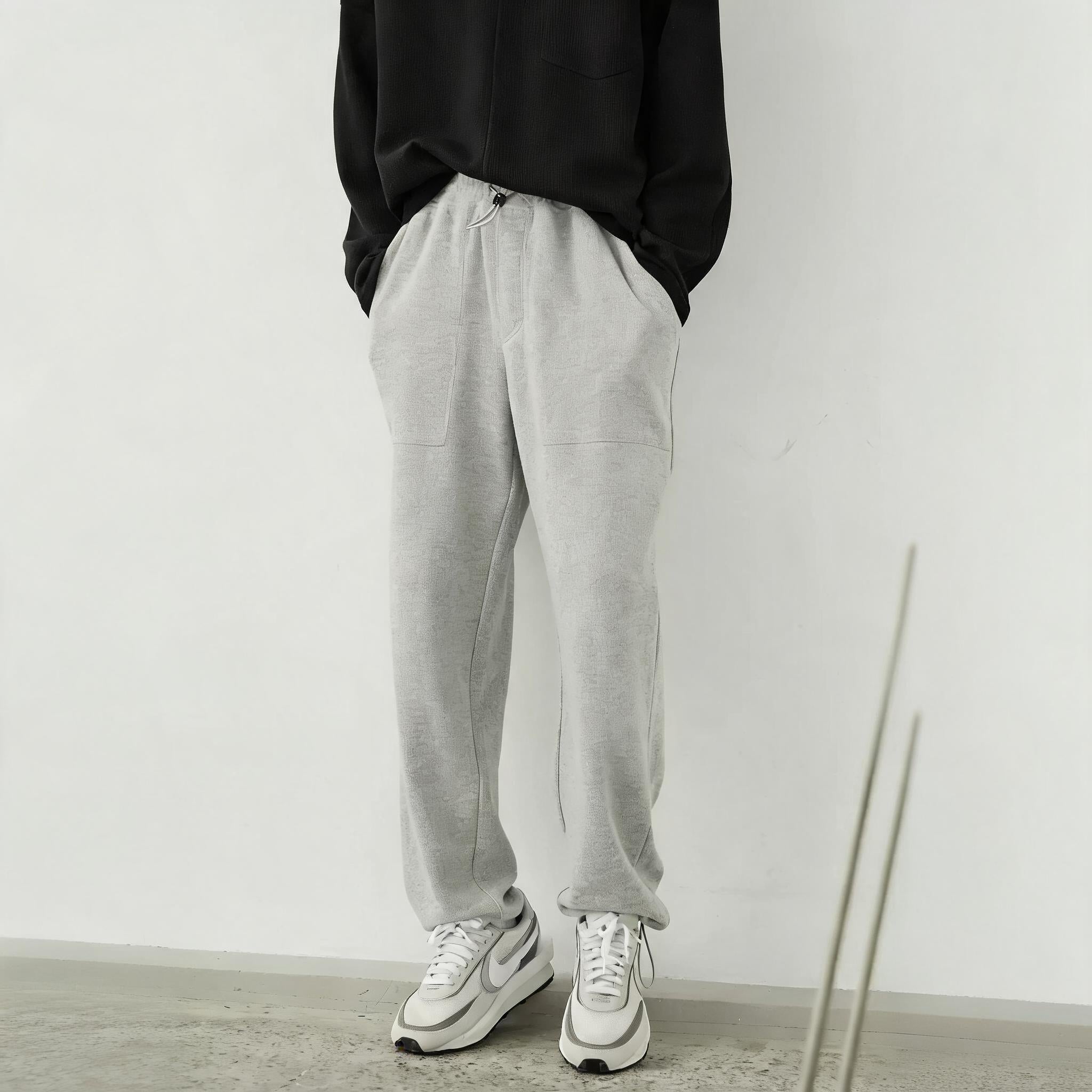 Stripe Plush Drawstring Track Pants