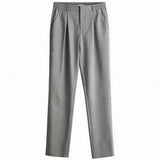 Merino Wool Casual Pleated Straight Pants
