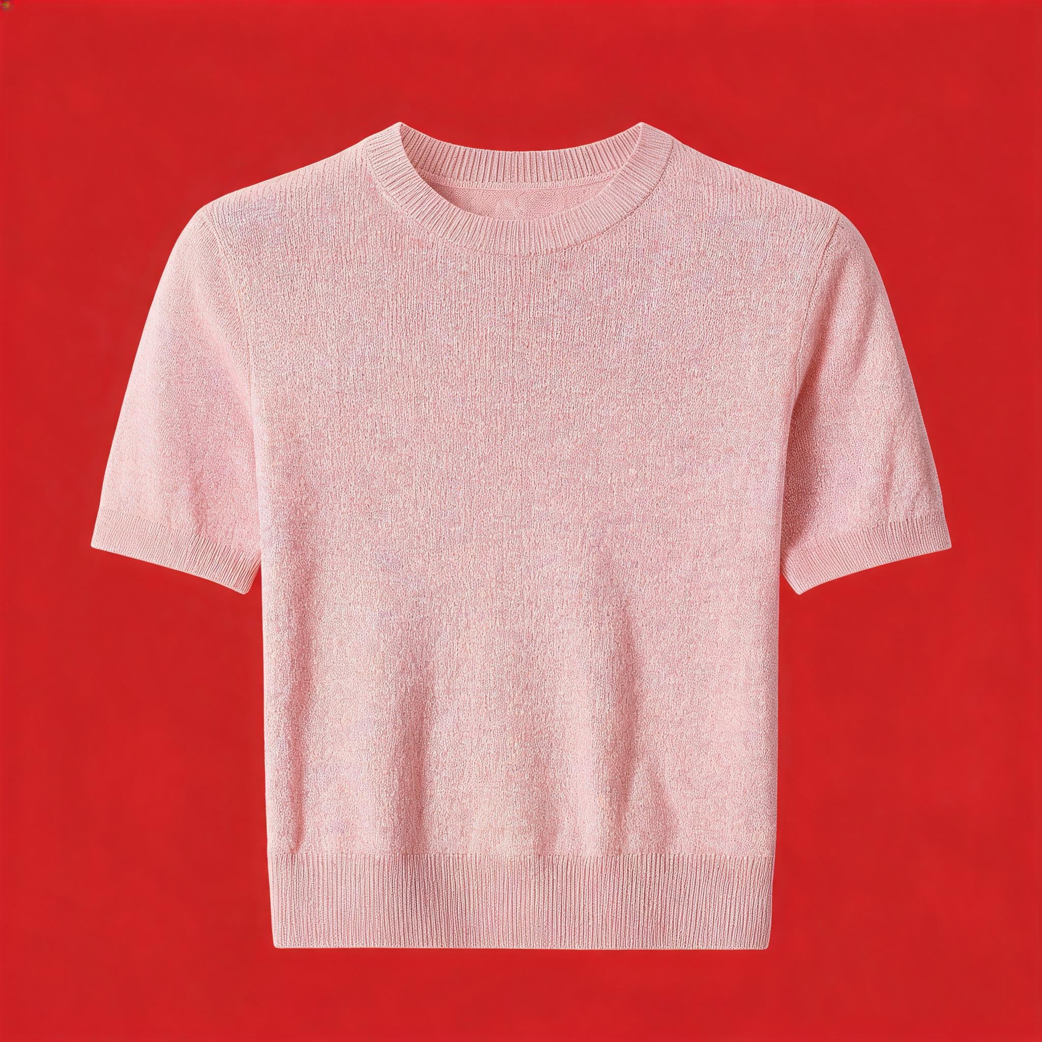 Short Sleeve Wool Silk Knit Top