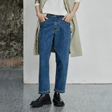 Vintage Washed Distressed Straight Cropped Jeans