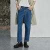 Vintage Washed Distressed Straight Cropped Jeans