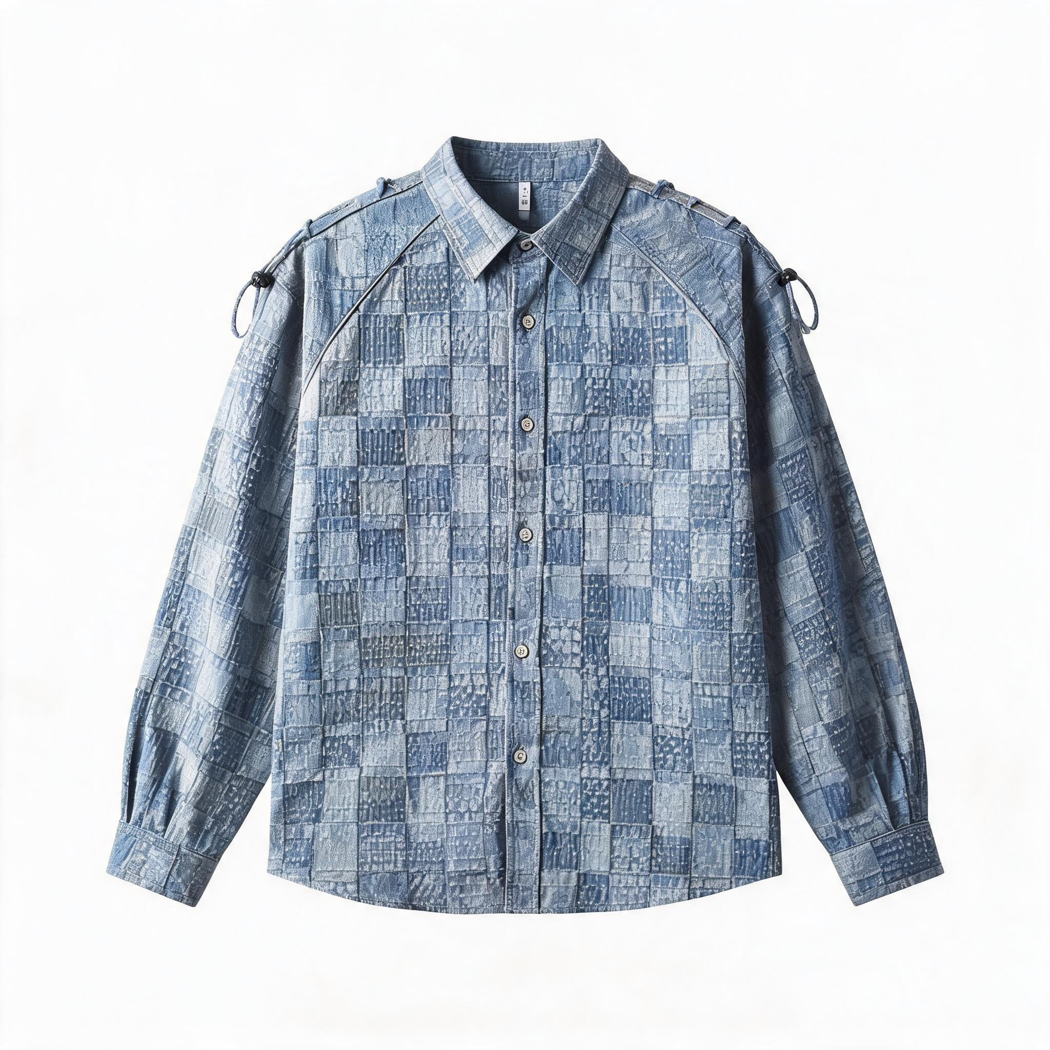 Plaid Jacquard Button-Down Cotton Shirt