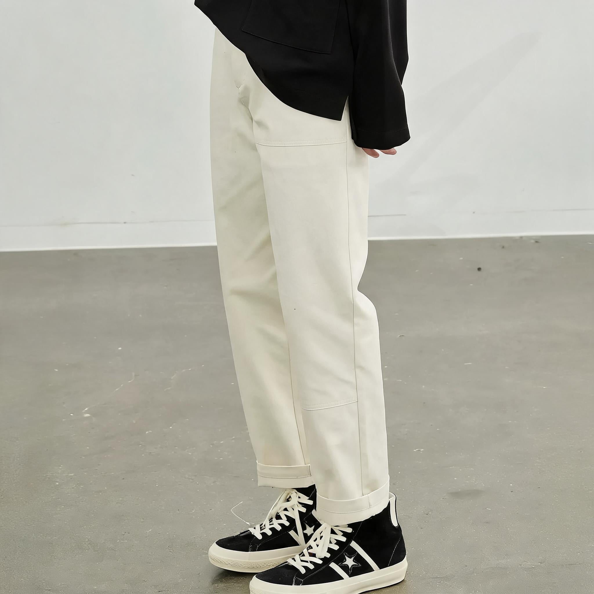 Vintage Herringbone Elastic Waist Cargo Pants