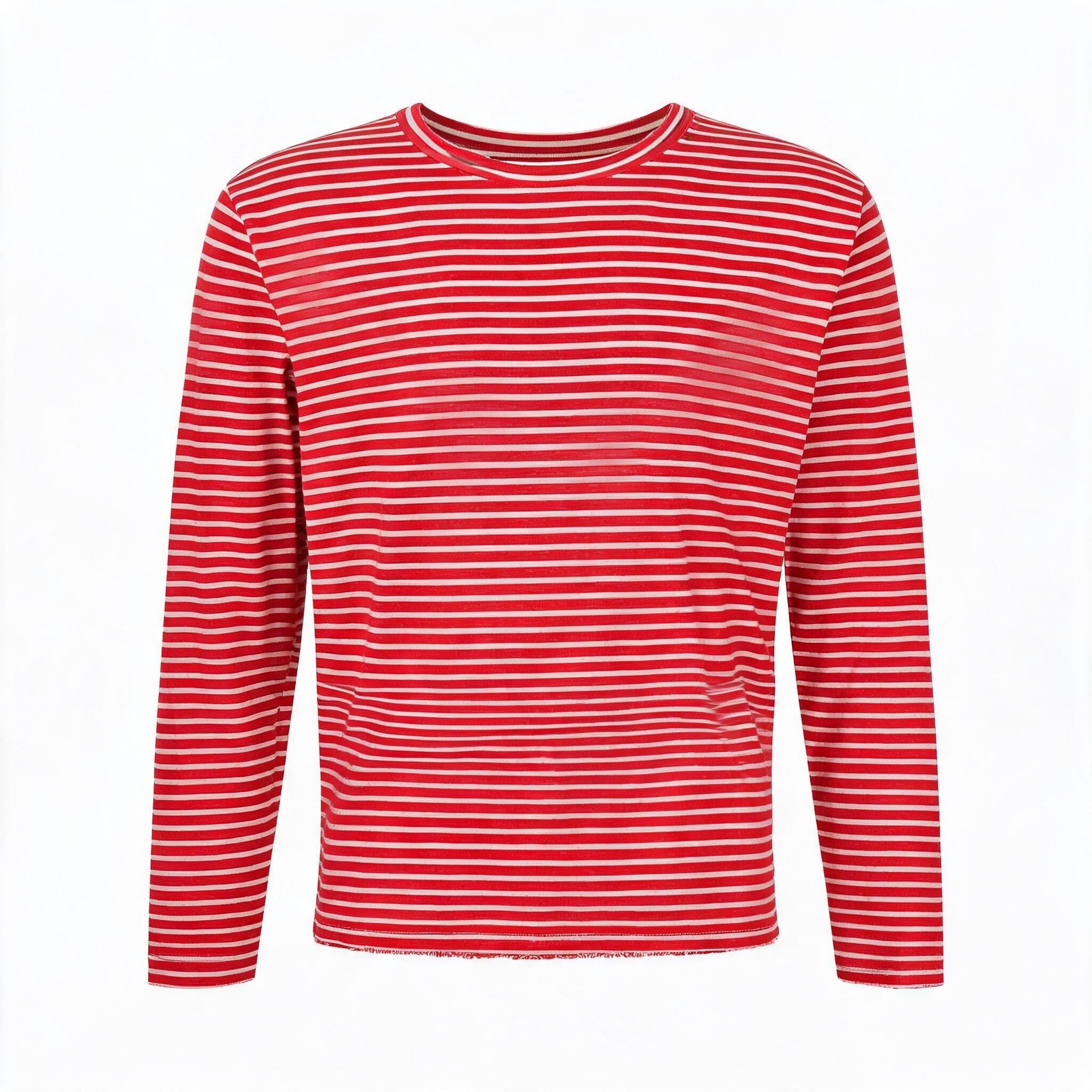 Striped Raw Edge Long Sleeve Tee