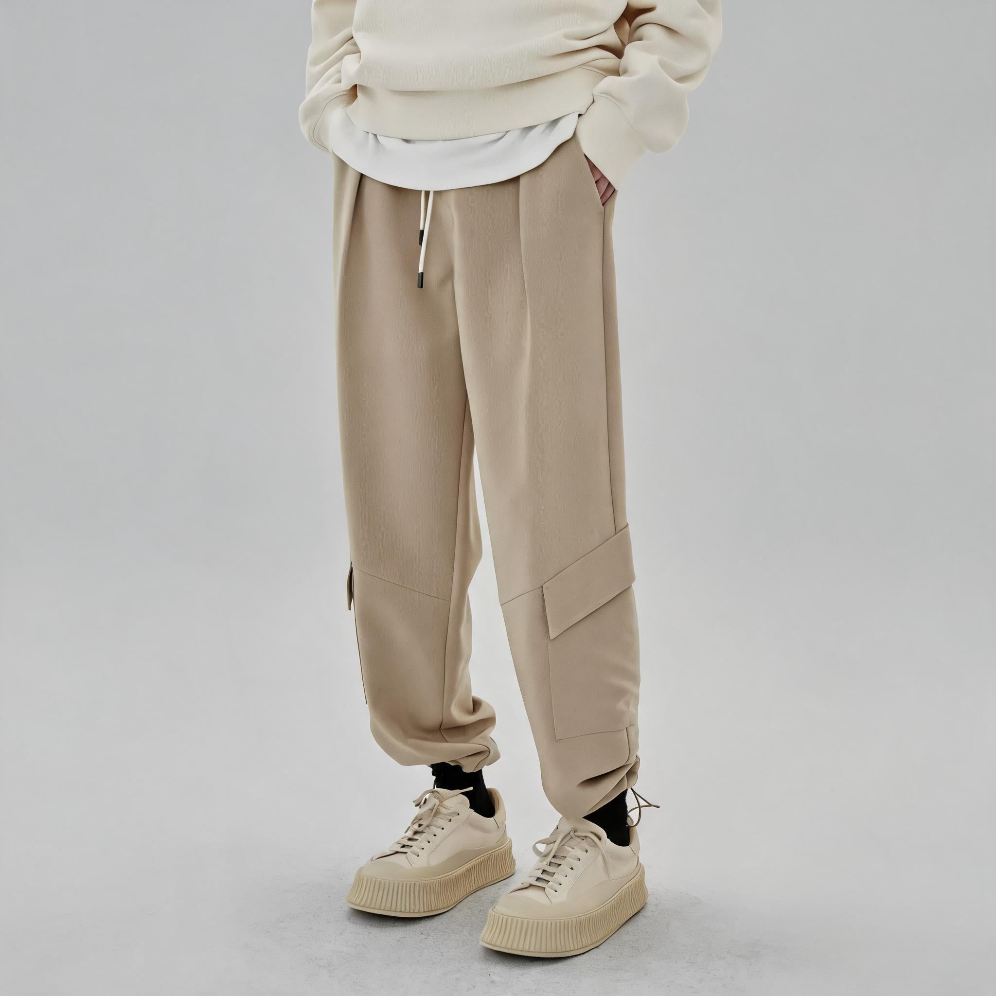 Tapered Drawstring Pocket Cargo Pants
