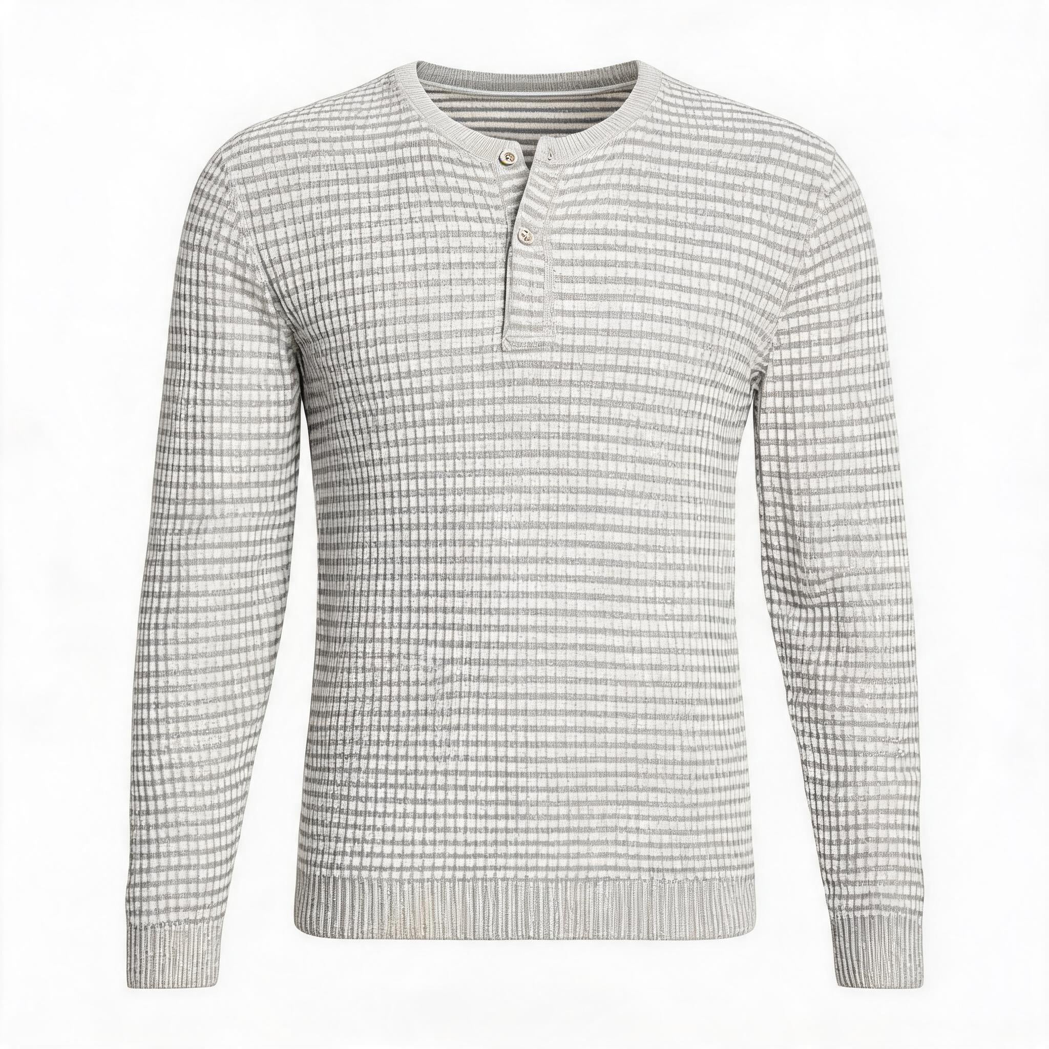 Striped Henley Cotton Cashmere Sweater