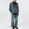 Short Color Block Plaid Cargo Shirt