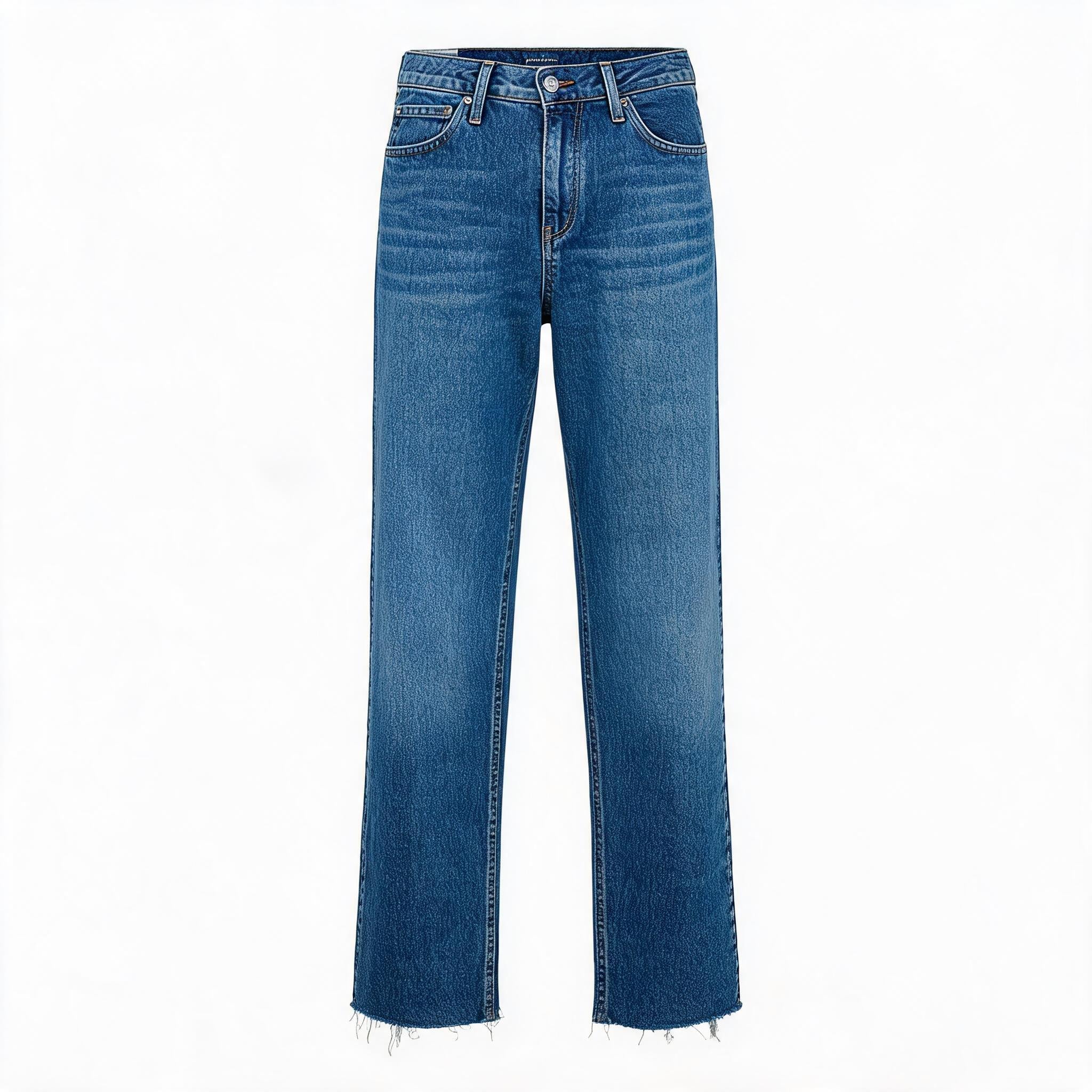 Turkish Washed Frayed Straight Jeans