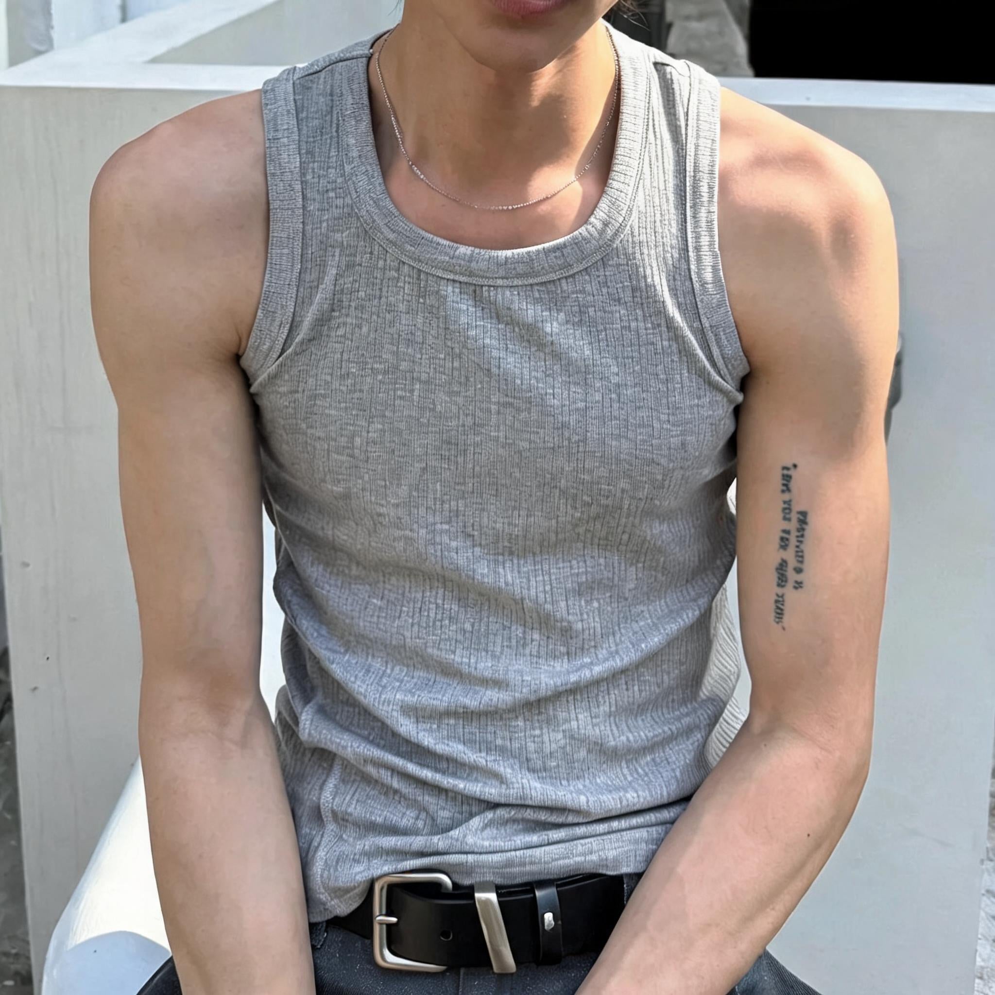 Stretchy Fitted U-Neck Tank Tops