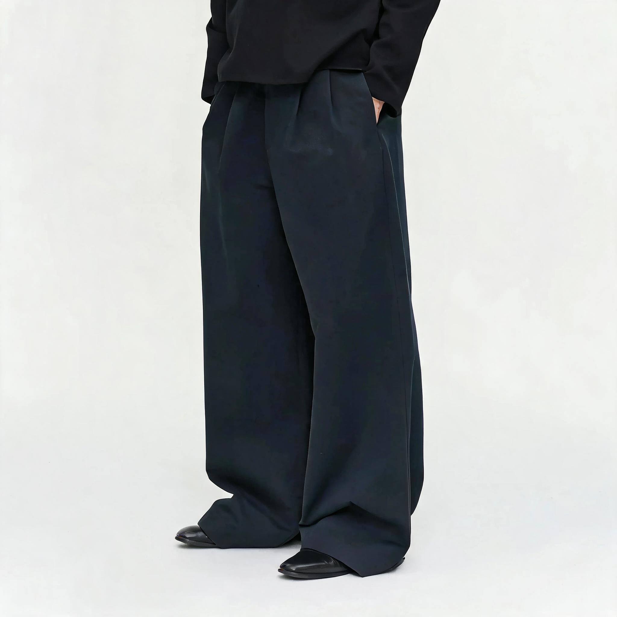 Natural Wash Double Pleated Loose Pants