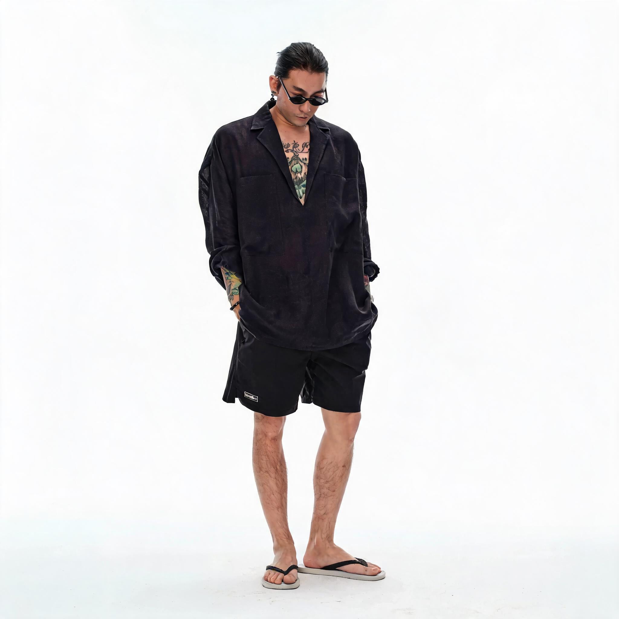 100% French Linen V-Neck Shirts