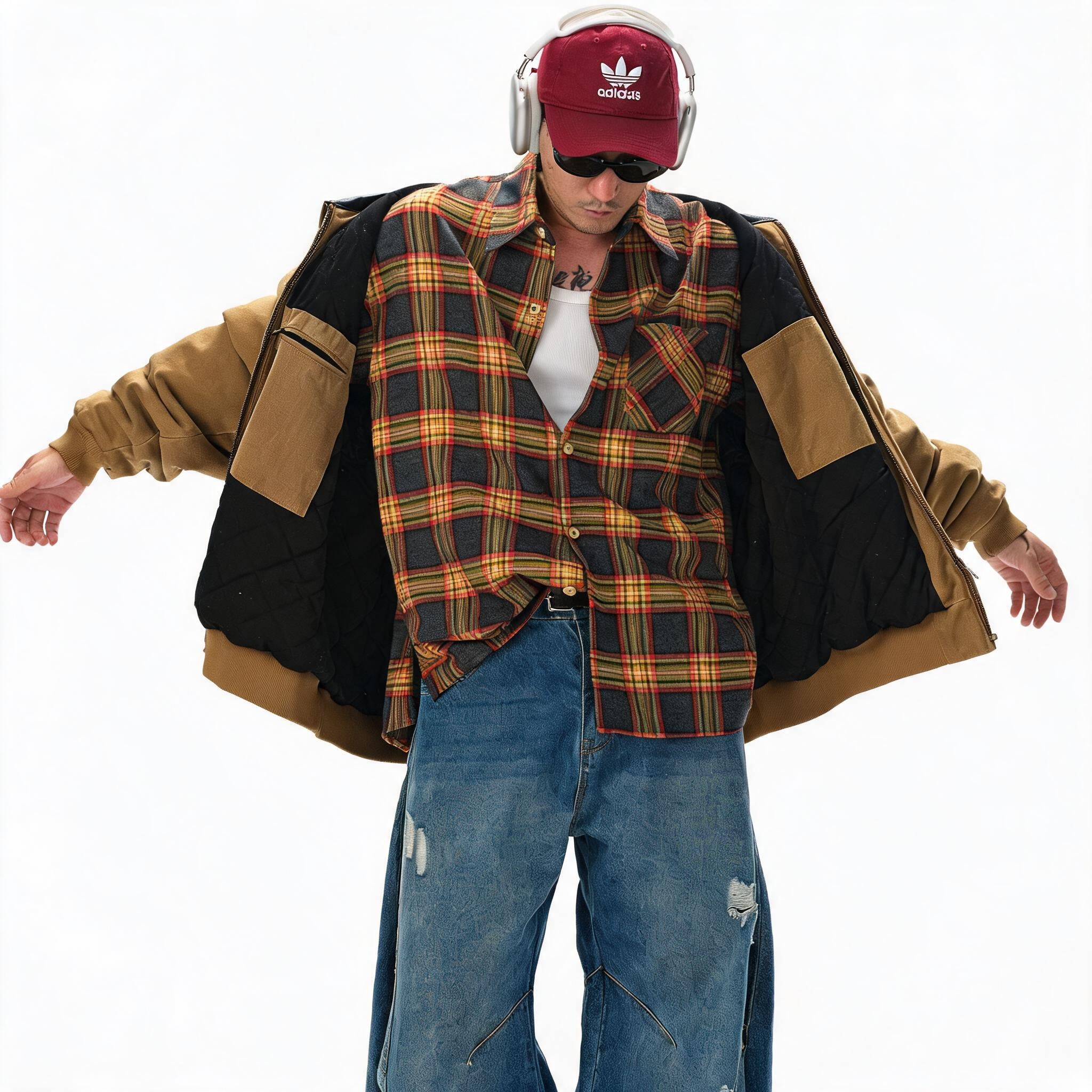 Vintage Oversized Brushed Plaid Shirt