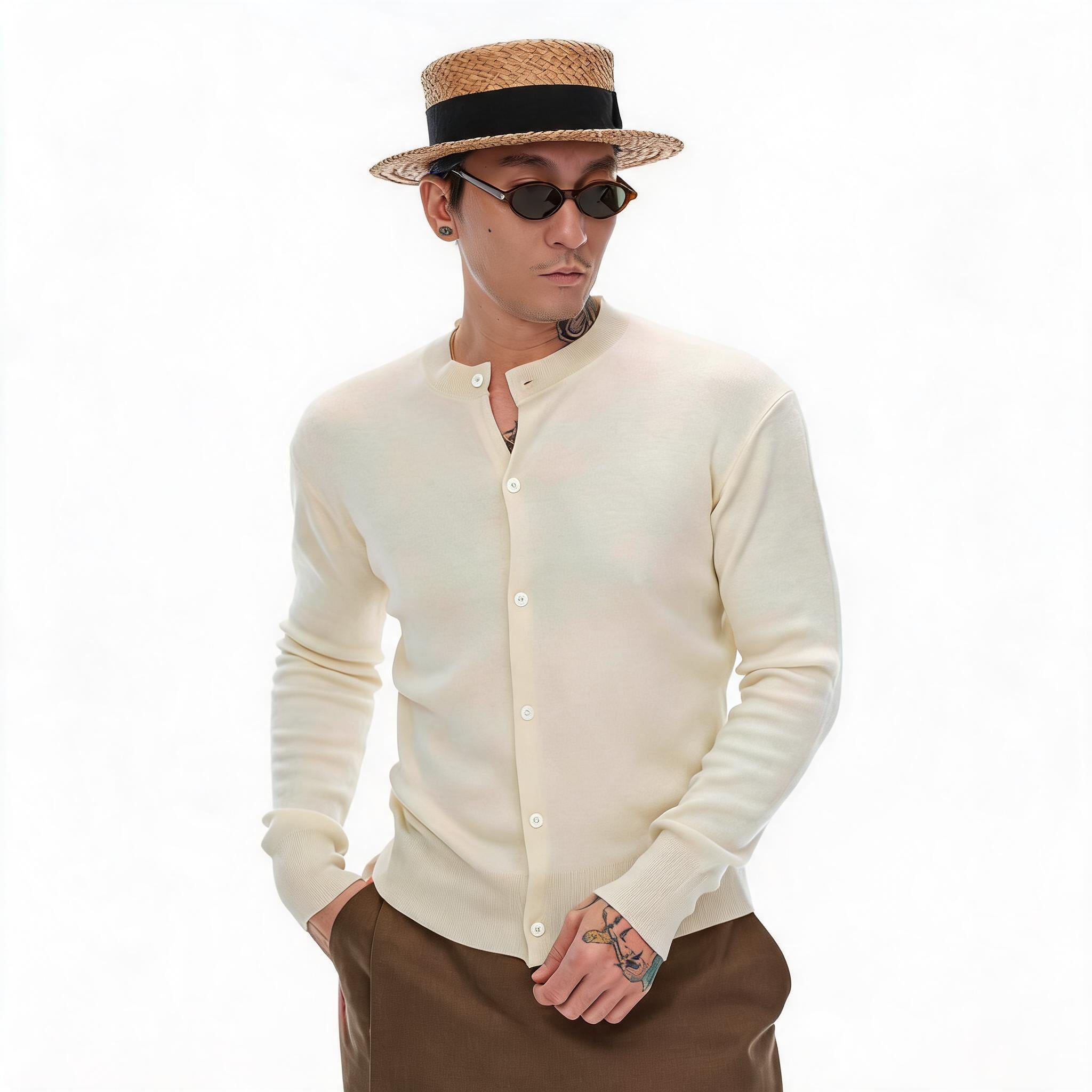 Solid Merino Wool Slim Cardigan