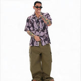Lavender Graffiti Cuban Collar Hawaiian Shirt