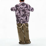 Lavender Graffiti Cuban Collar Hawaiian Shirt