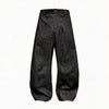 Pleated Low Rise Raw Denim Jeans