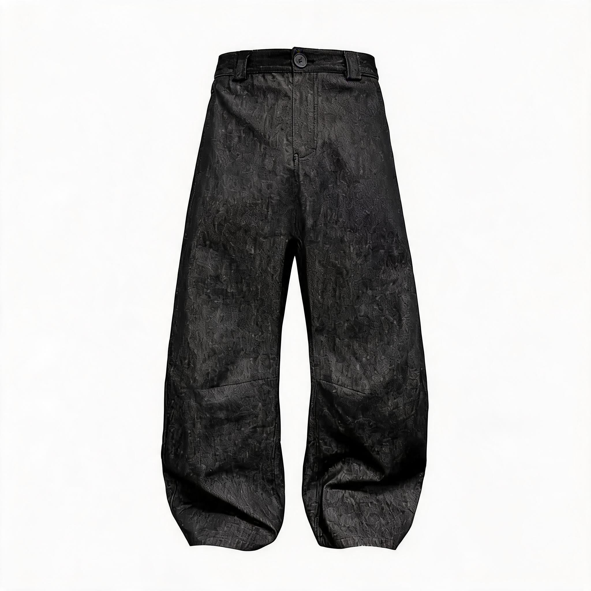 Pleated Low Rise Raw Denim Jeans