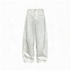 Pleated Distressed White Baggy Denim Jeans