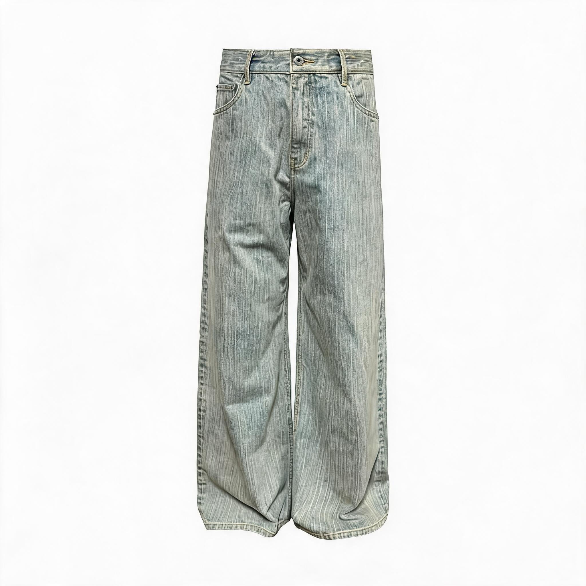 Light Blue Slub Straight Denim Jeans