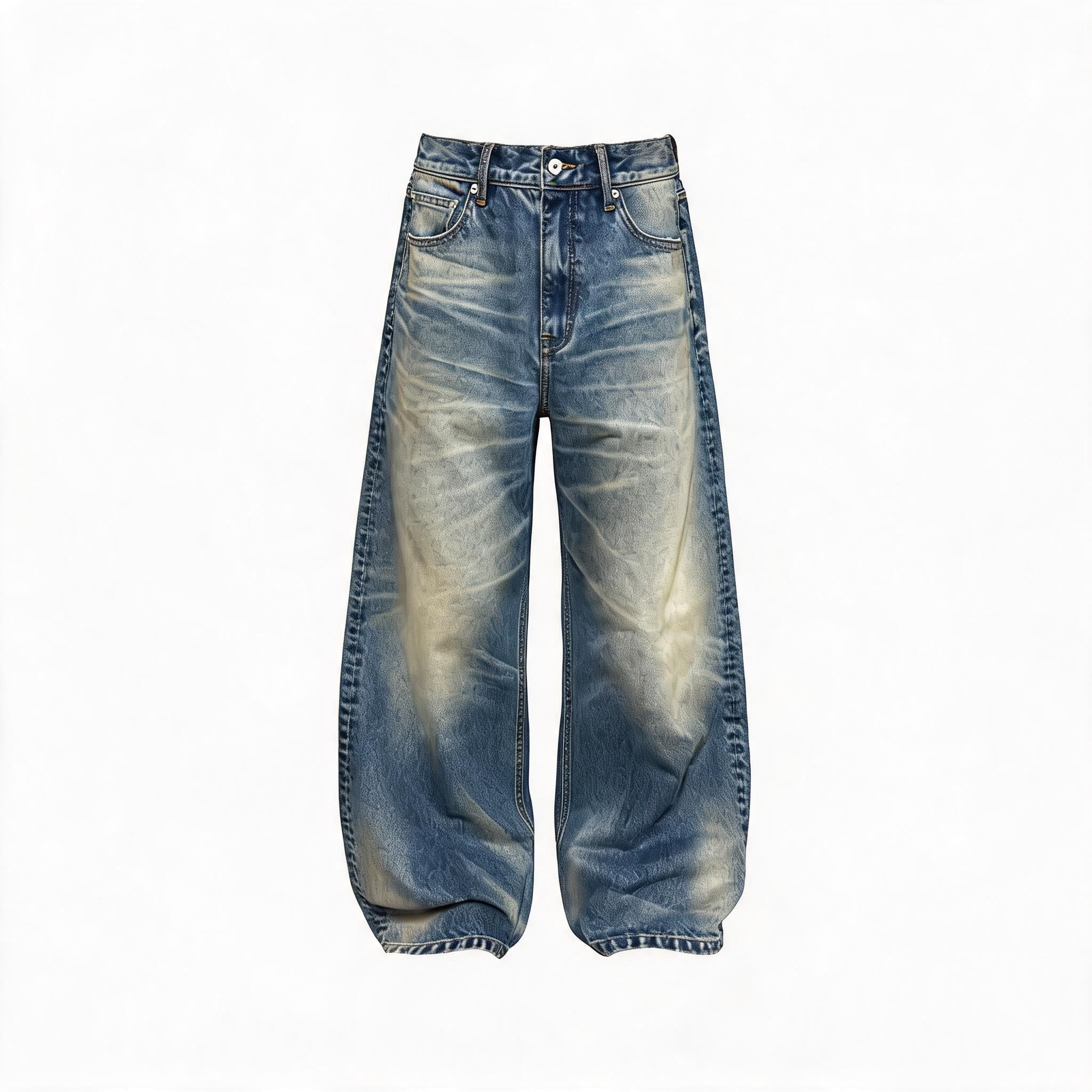 13.5 Oz Washed Denim Tapered Jeans
