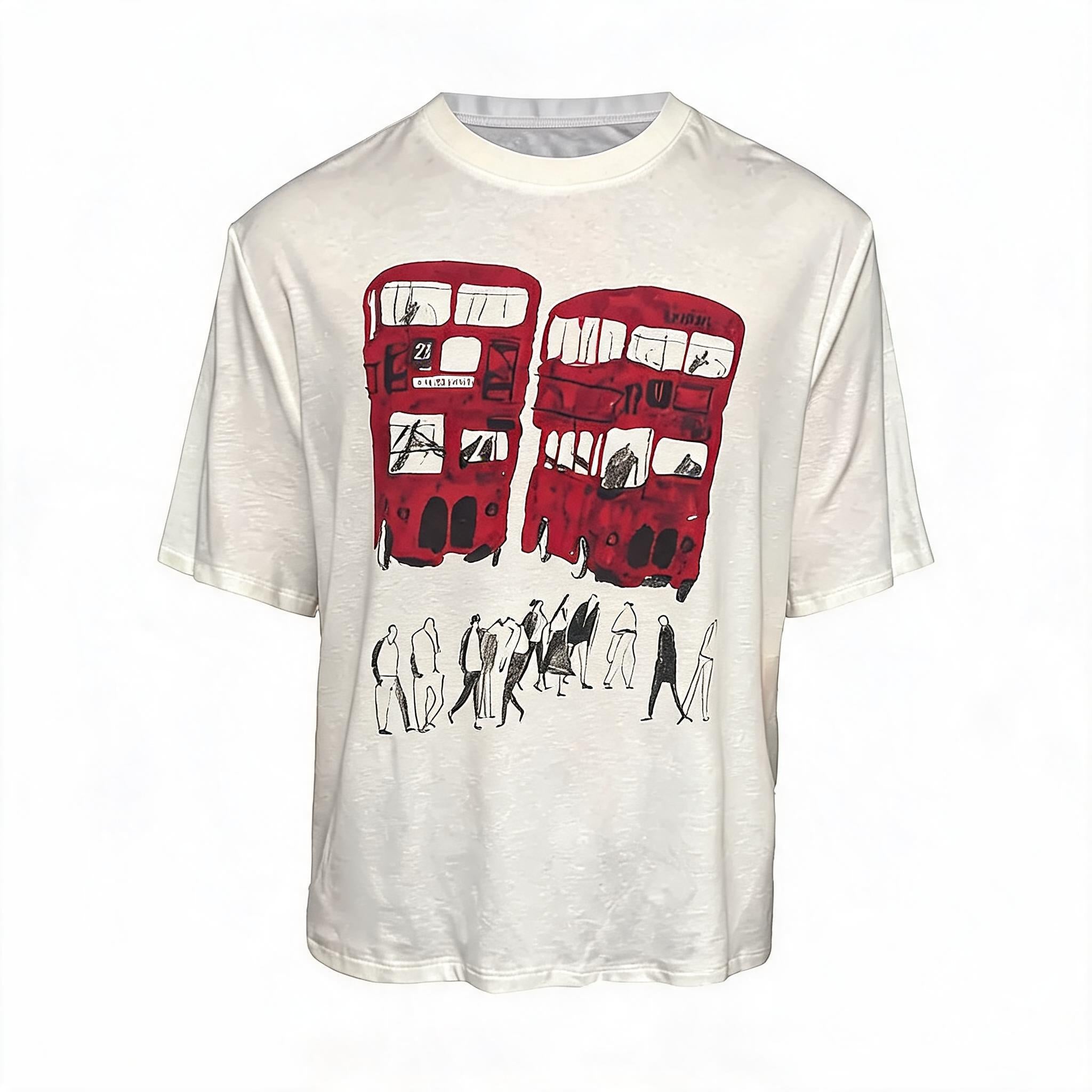 Red Bus Print Short Sleeve Tee