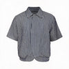 Dark Blue Striped Ruched Shirt