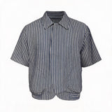 Dark Blue Striped Ruched Shirt
