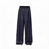 Ribbed Waist Striped Pleated Pants