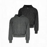 Zipper Jacquard Raglan Hoodie