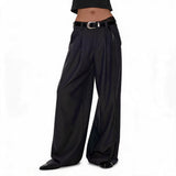 Women's Herringbone Pleated Wide Leg Pants