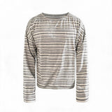 Striped Roll Cuff Drop Shoulder Top