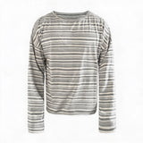 Striped Roll Cuff Drop Shoulder Top