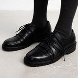 Pleated Strap Horse Lined Derby Shoes