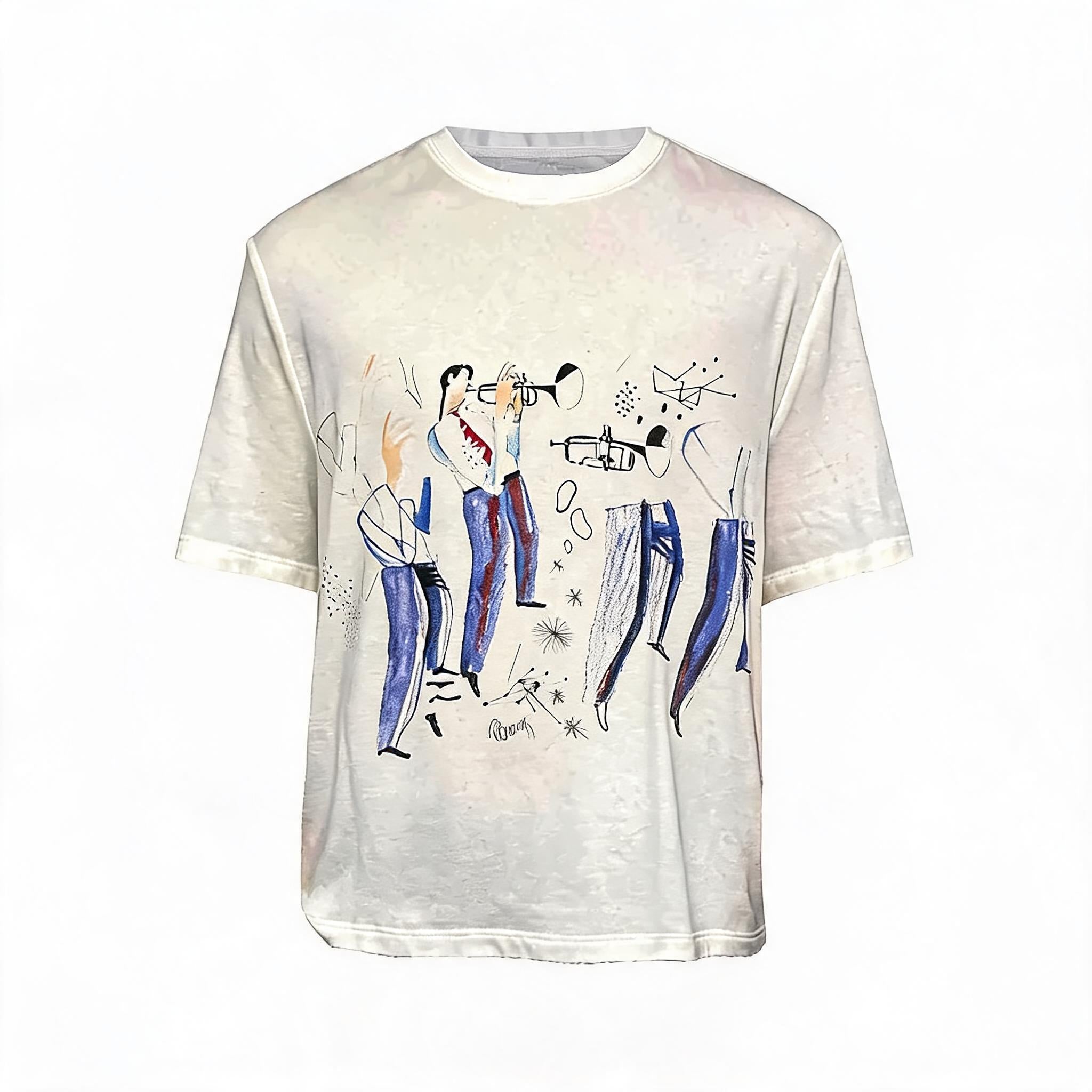 Printed Short-sleeve Tee with Tencel Wool