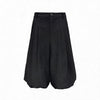 Black Pleated Leaf Jacquard Cropped Skort