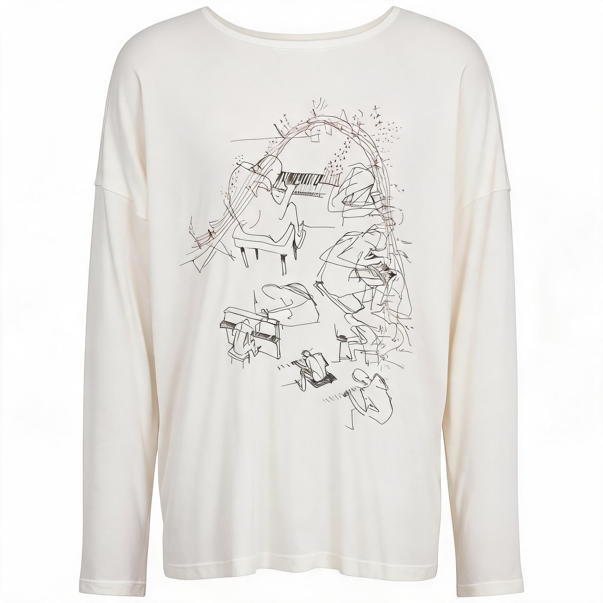 Piano Print Long Sleeve Top