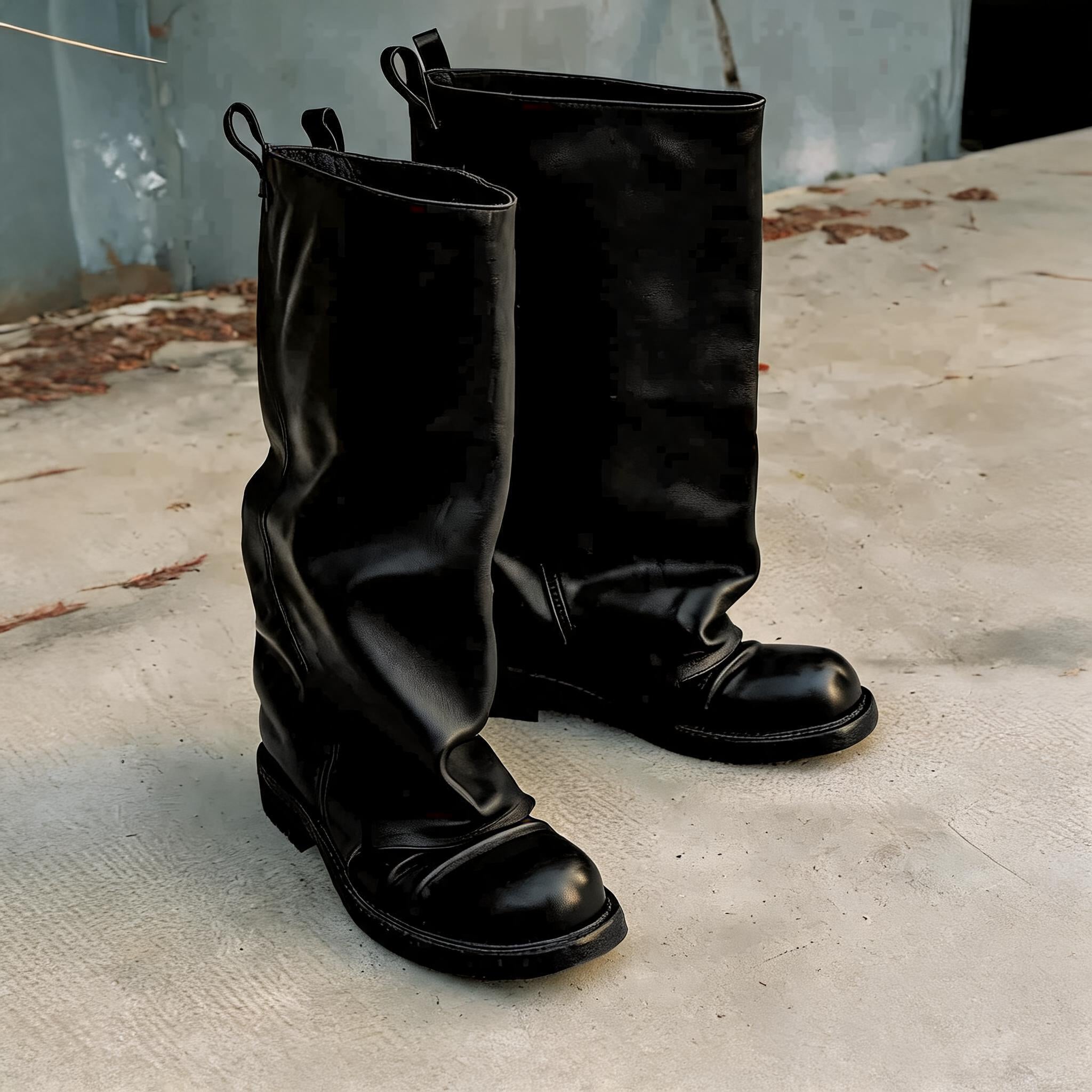 Washed Wrinkled Cowhide Boots